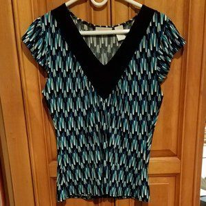 Cap Sleeve Geometric Blouse